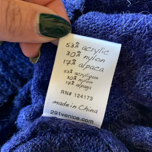 291 Venice Women’s Pullover Alpaca blend Sweater Blue LOVE STAR SPELLOUT s sz 1 - Picture 4 of 12